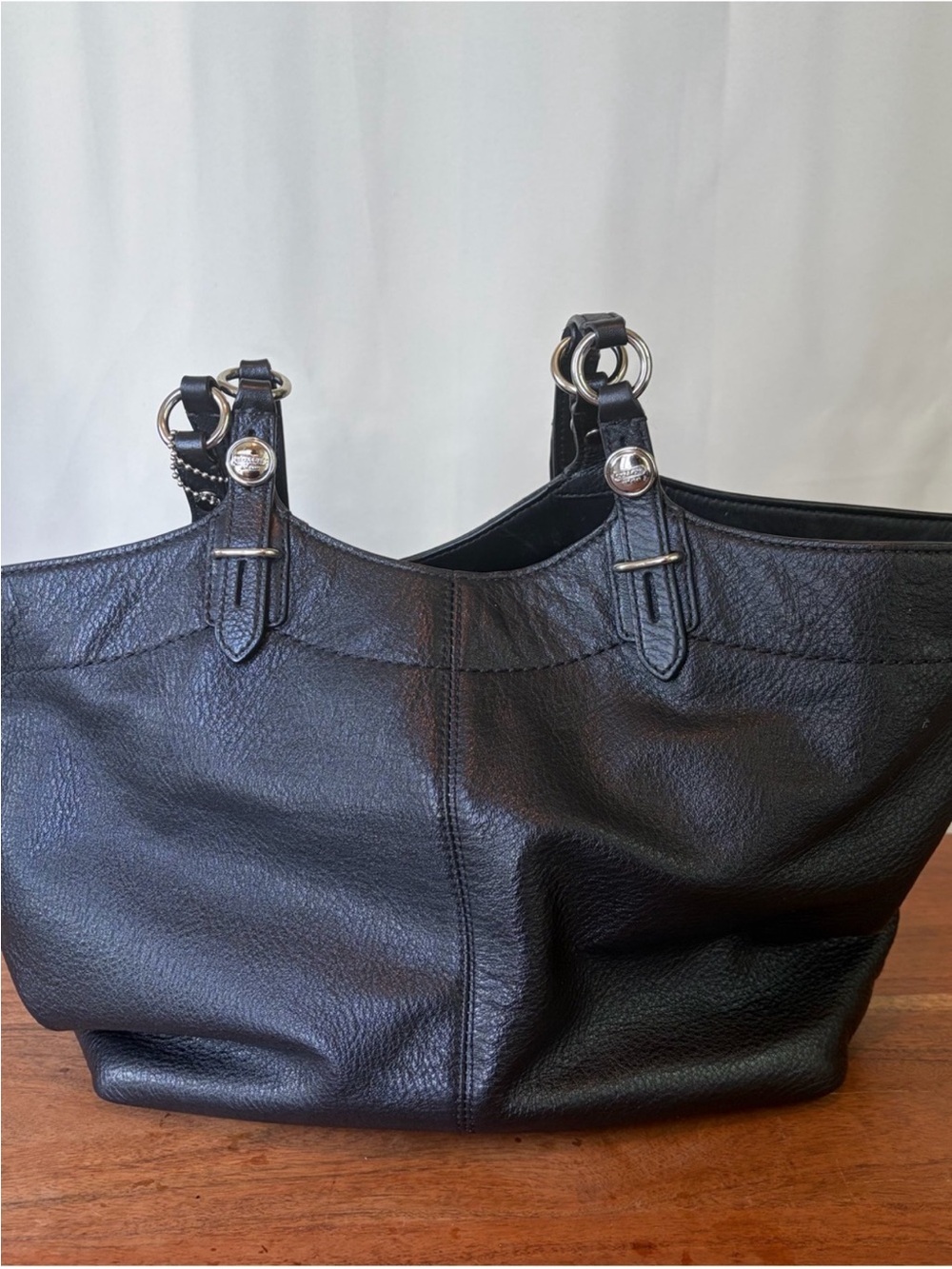 Coach Black Pebbled Leather Tote - Picture 8 of 16